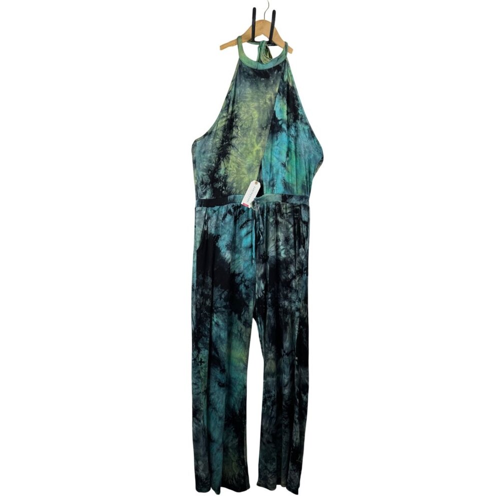 Earthbound Tie dye wide leg beachy boho jumpsuit knit sz XXL